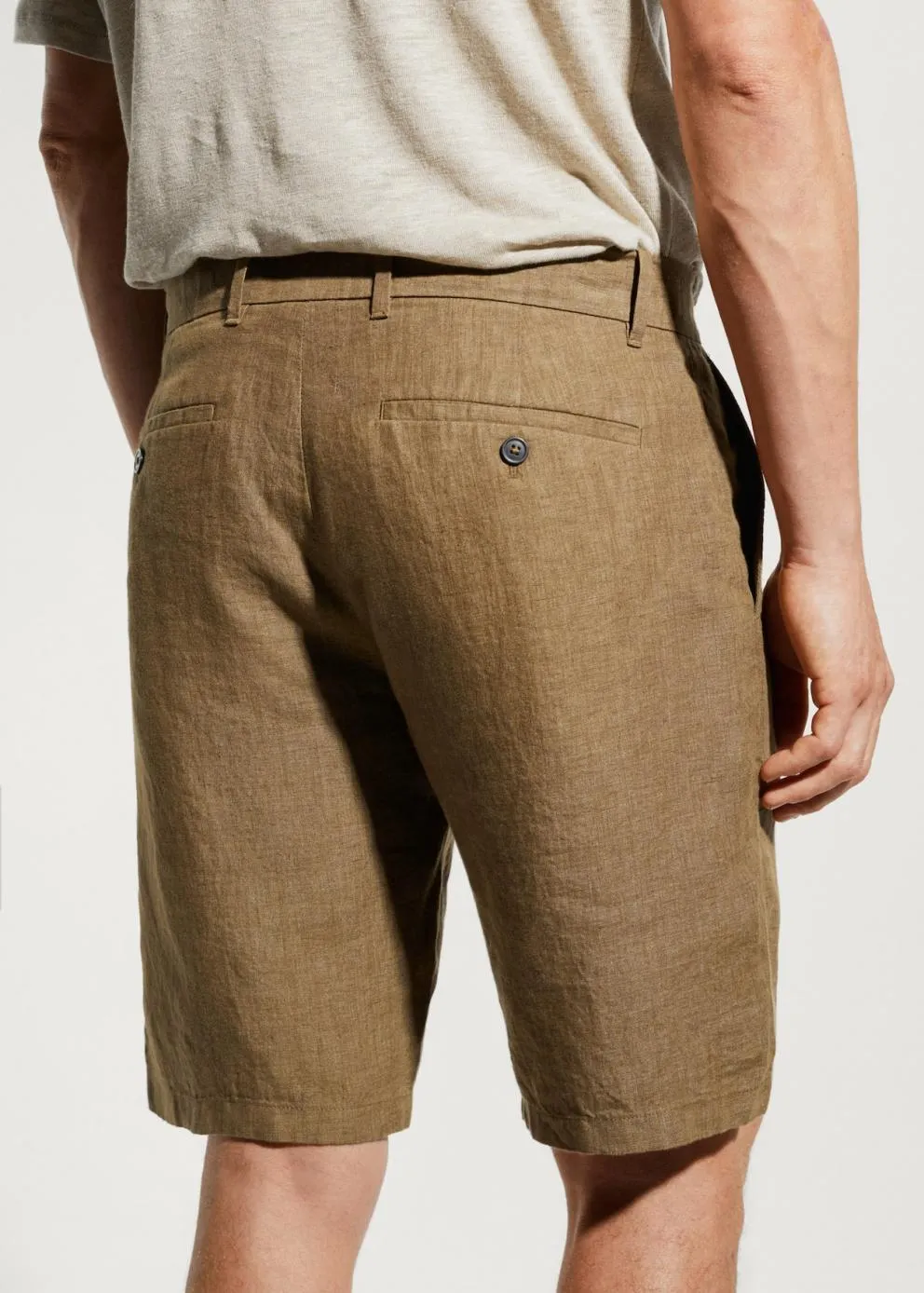 Pantalons | Homme MANGO Bermuda 100 % Lin Tabac